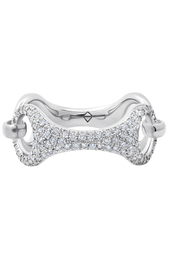 20 MM Beam Link Ring with White Pavé Diamonds