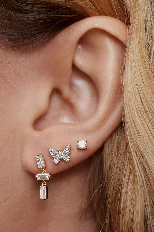 Diamond Butterfly Studs