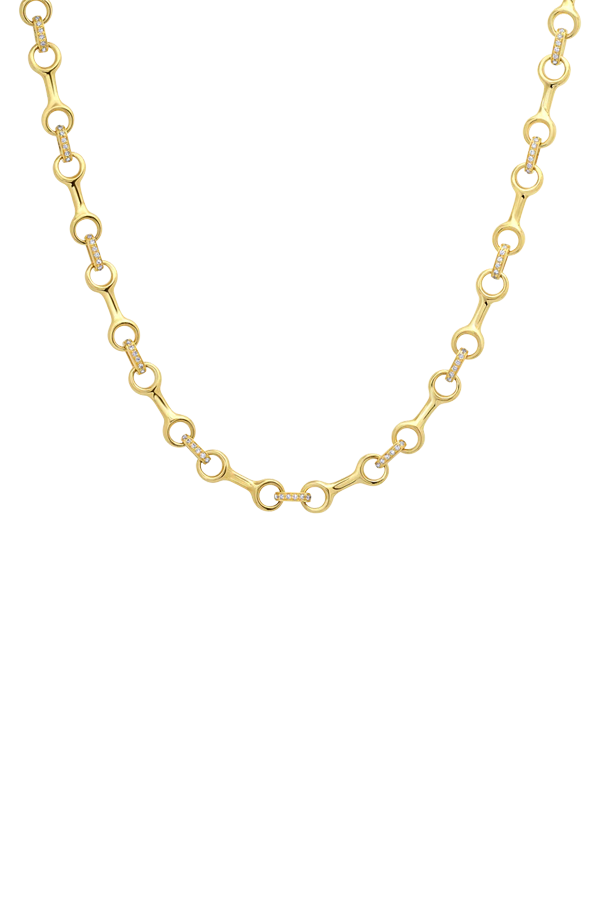 15 MM Double Beam Connector Necklace with Pavé Diamonds