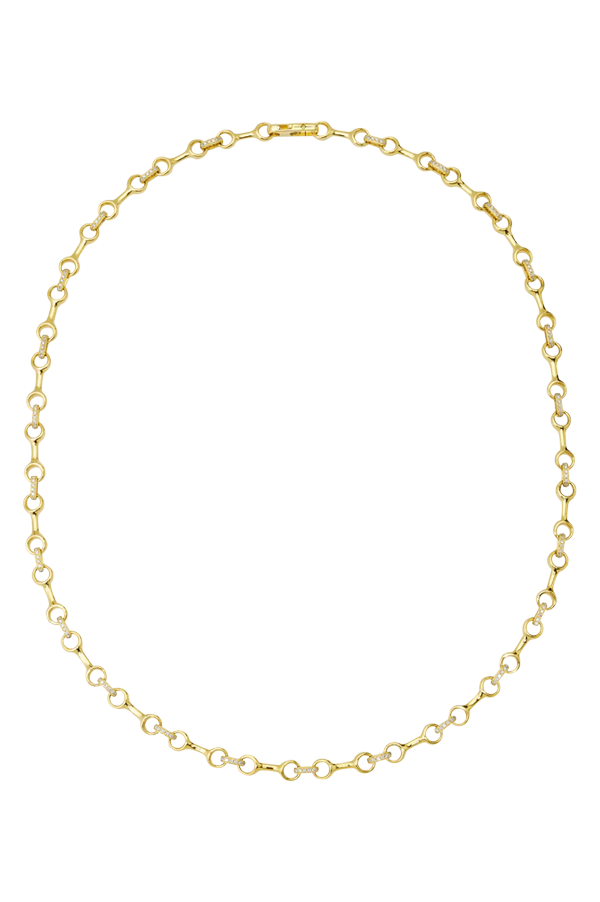 15 MM Double Beam Connector Necklace with Pavé Diamonds