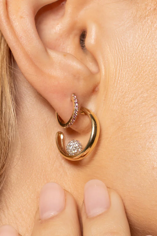 Sitting Diamond Orb Hoops