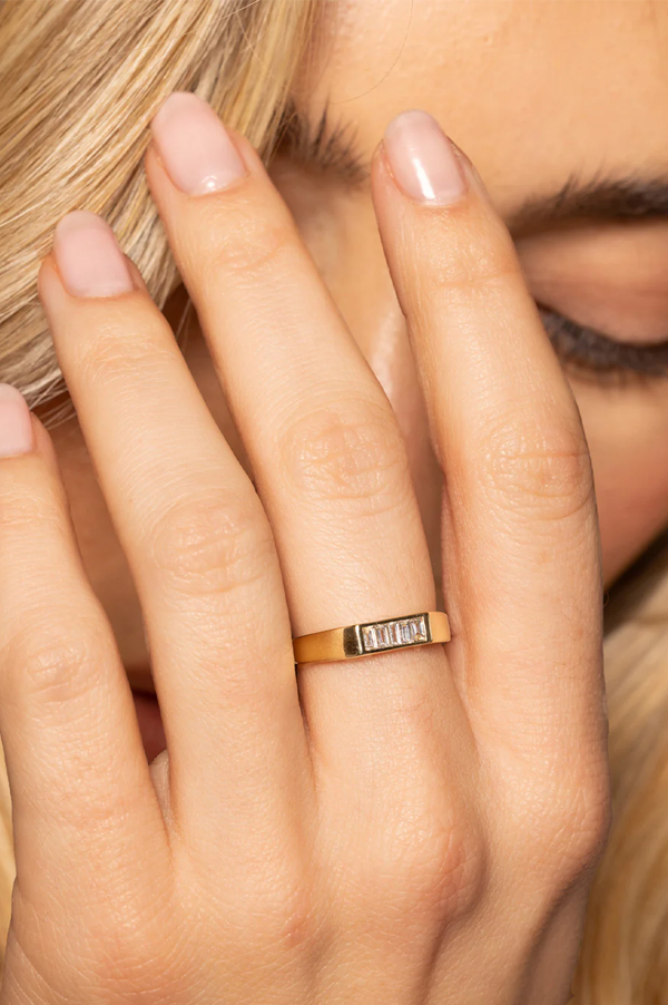 Diamond Baguette Staple Ring