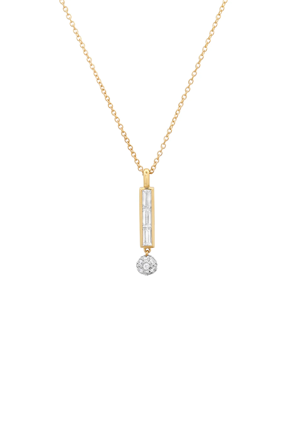 Diamond Baguette Orb Drop Necklace