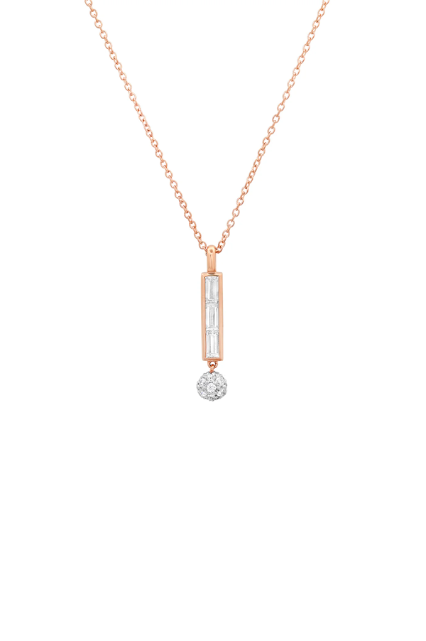 Diamond Baguette Orb Drop Necklace