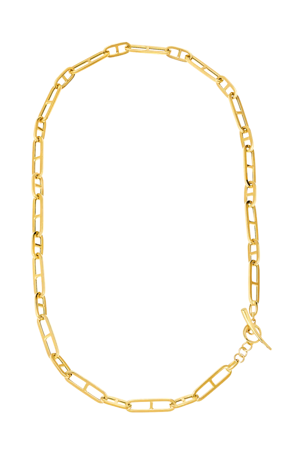 Dual Stirrup Chain Necklace with Tusk Clasp