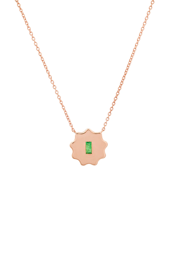 Emerald Baguette Round Form Necklace