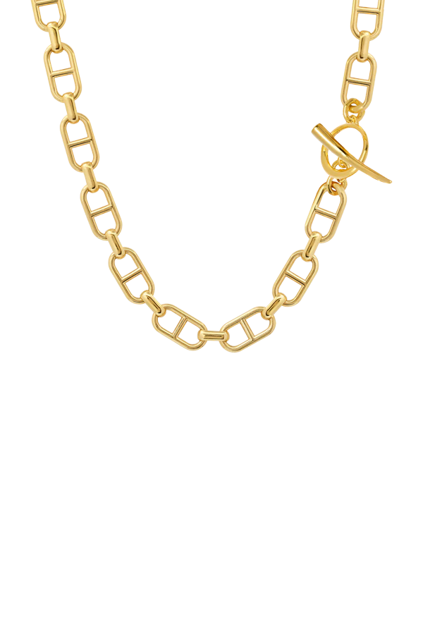 Fine Stirrup Chain Necklace with Tusk Clasp