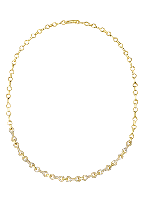 15 MM Double Beam Continuo Chain Necklace with Pavé Links