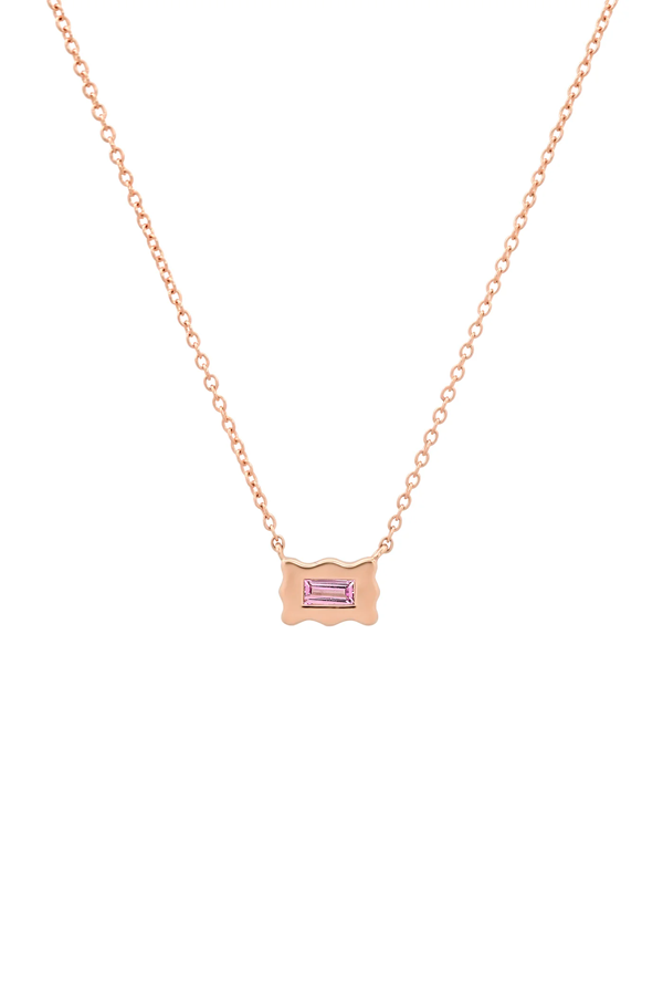 Pink Sapphire Baguette Small Form Necklace