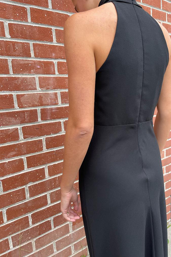 Cross Front Bodice Dress in Black