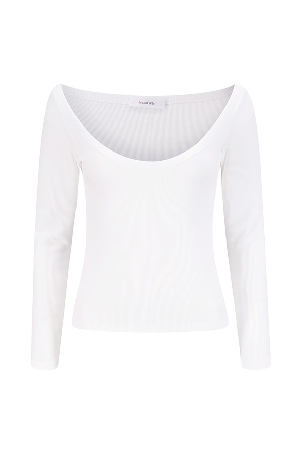 Beaufille Deep Scoop cotton Blouse in White