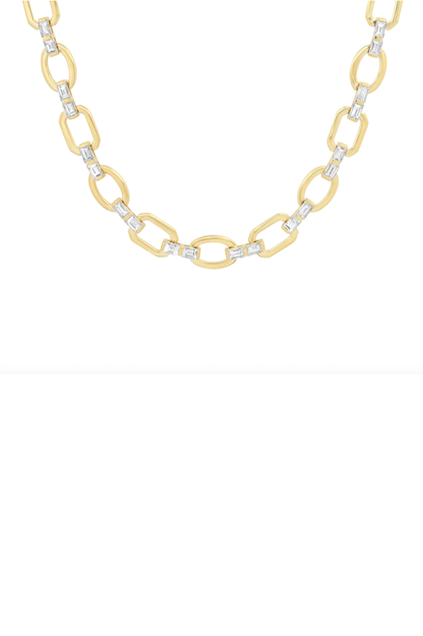 Diamond Baguette Flat Link Necklace