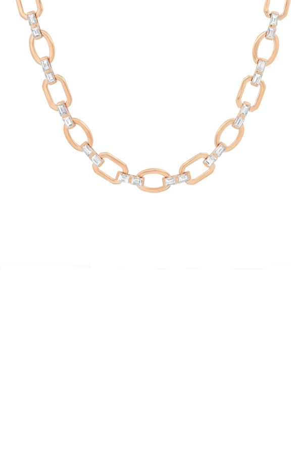 Diamond Baguette Flat Link Necklace