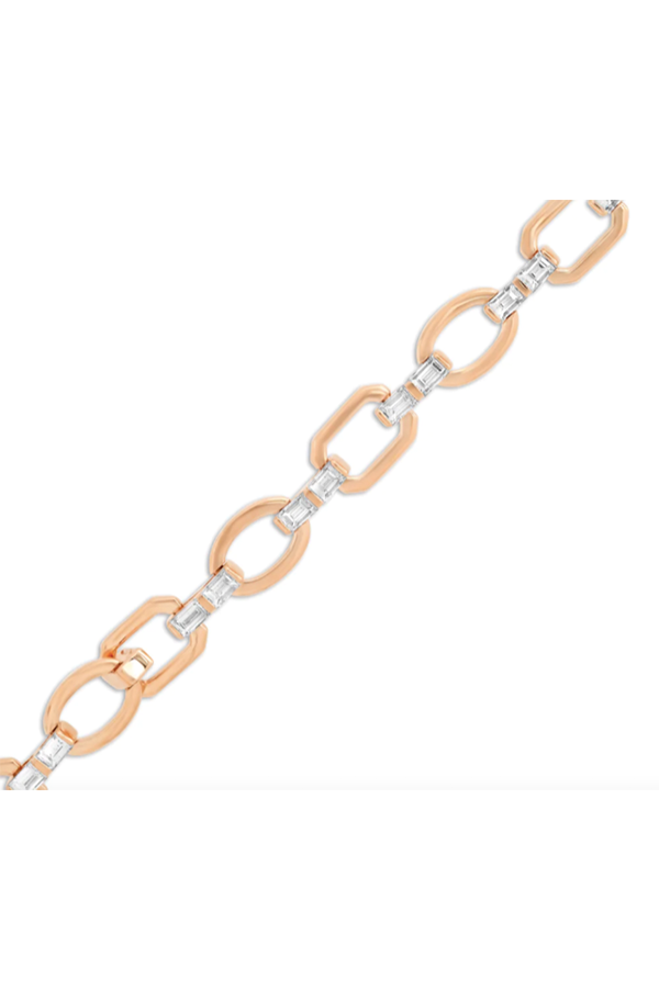 Diamond Baguette Flat Link Necklace