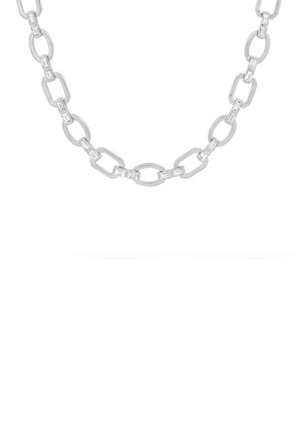 Diamond Baguette Flat Link Necklace