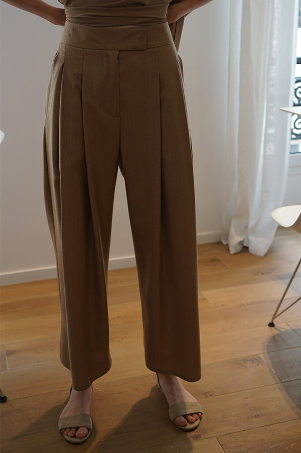 Dusan double pleated pants in tawny