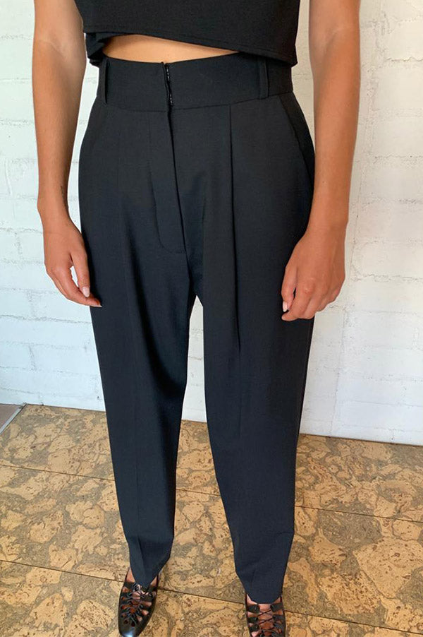 Sid Neigum Japanese Suiting Pant with Single Pleat In Black