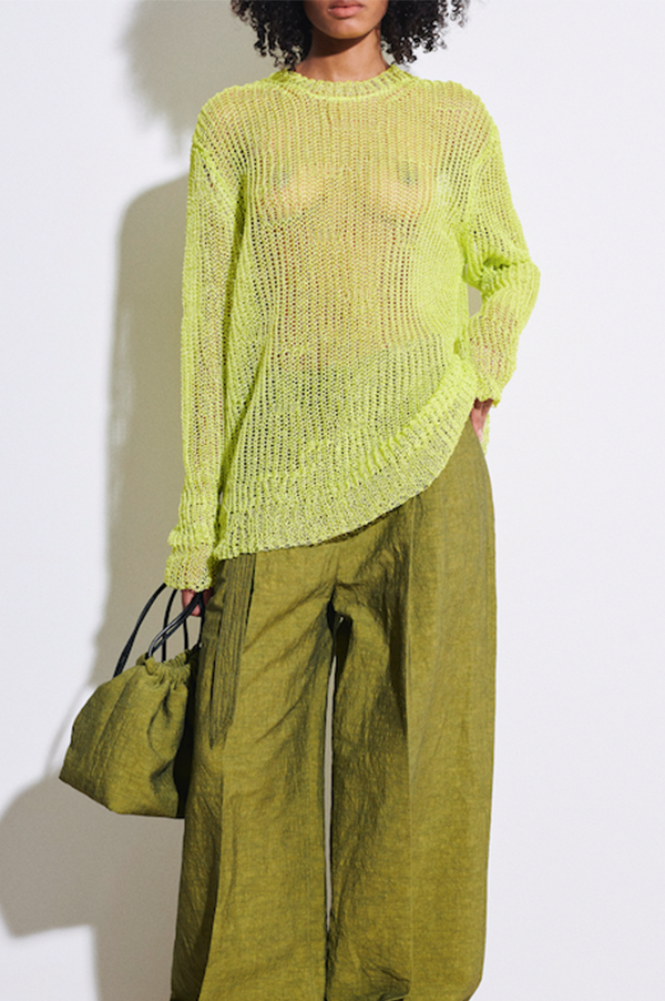 Christian Wijnants Kuma Open Knit Sweater in Neon Yellow