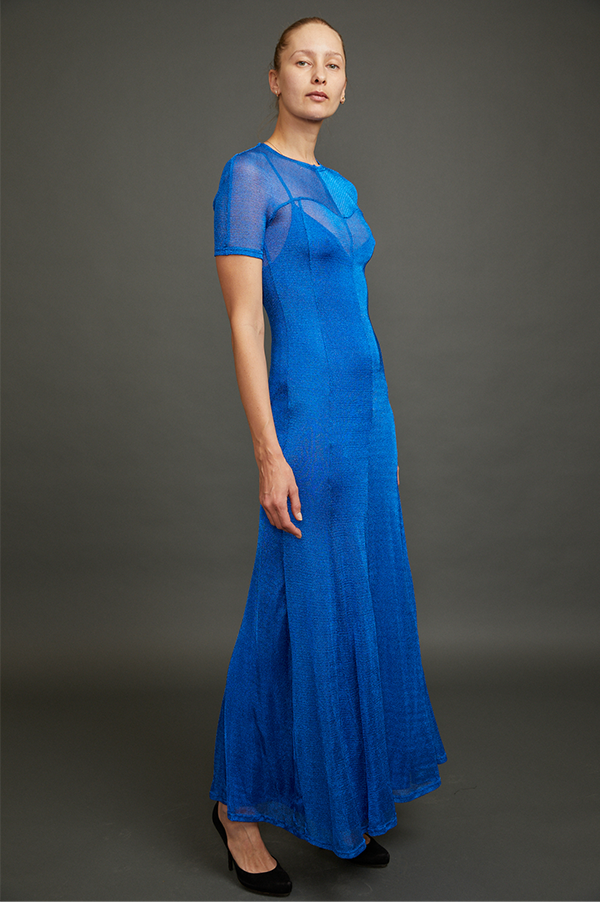 Metallic Royal Blue Sunrise Sparkle Knit Dress