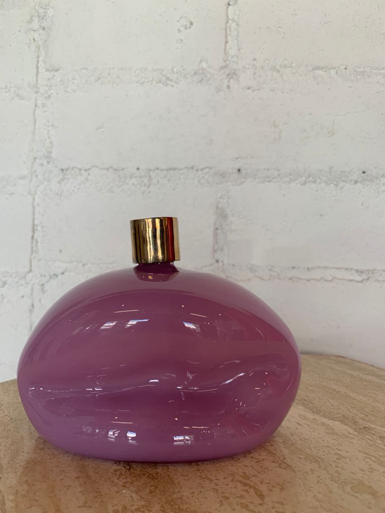 Aesa Purple Glass + Bronze Candlestick Holder