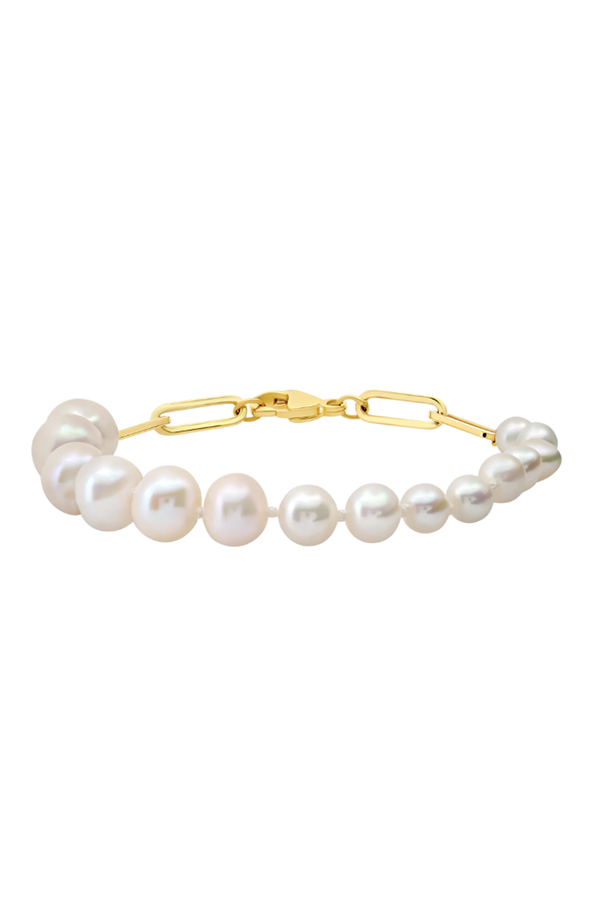 Ascending Pearls Bracelet on Rectangular Chain