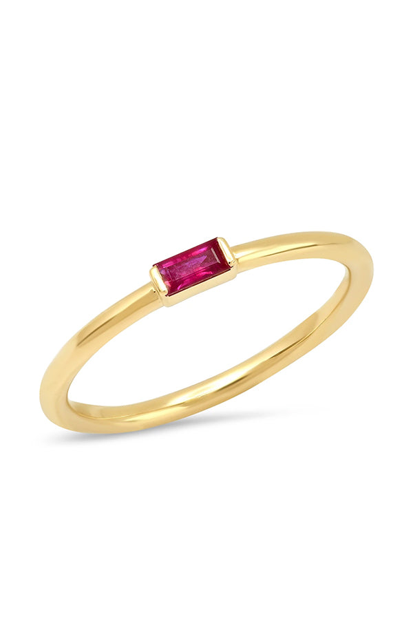 Ruby Baguette Solitaire Ring