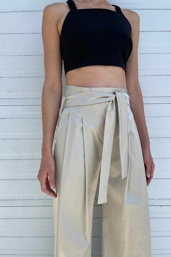 Dusan cotton Wide leg pant with belt in cream