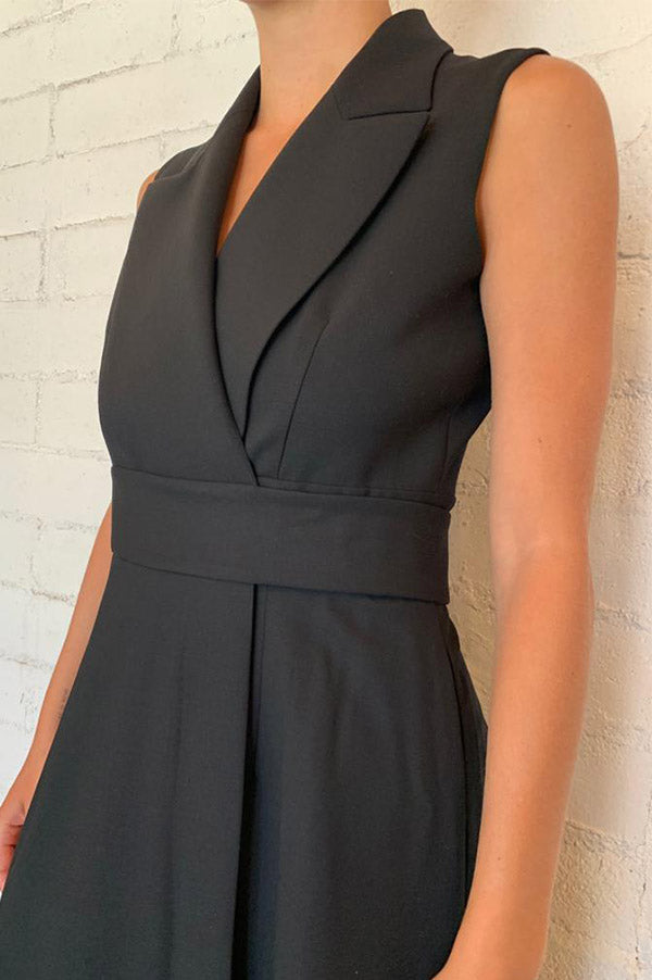 Sid Neigum Wrap Suiting Vest/Dress with Pocket In Black’