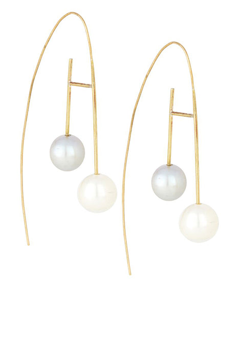 Aesa Allium Frost 14K Freshwater + Grey Pearl Earrings