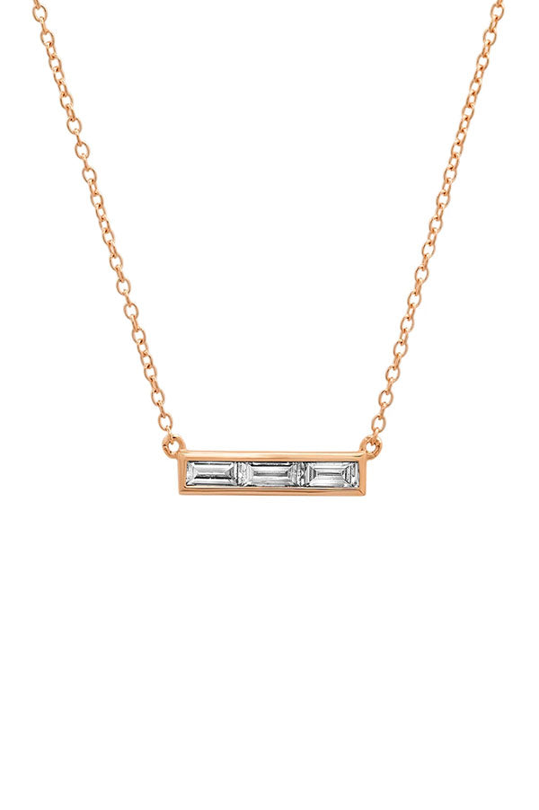 Triple Diamond Baguette Necklace