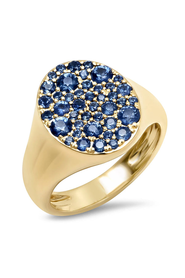 Blue Sapphire Signet Pinky Ring