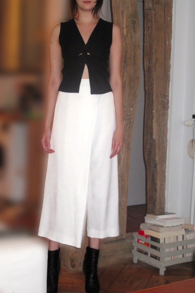 Sid Neigum Bonded Satin Trouser In White