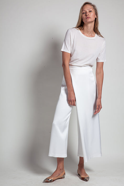 Sid Neigum Bonded Satin Trouser In White