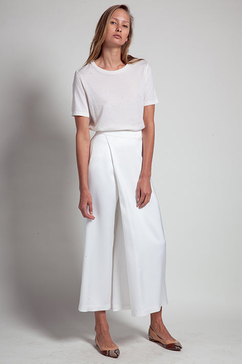 Sid Neigum Bonded Satin Trouser In White