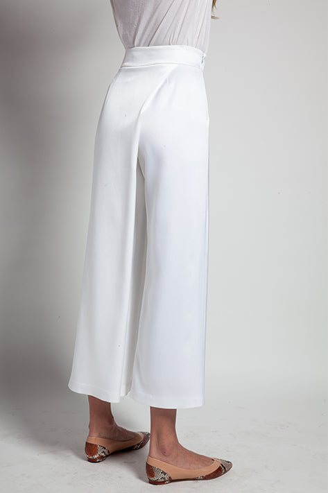 Sid Neigum Bonded Satin Trouser In White