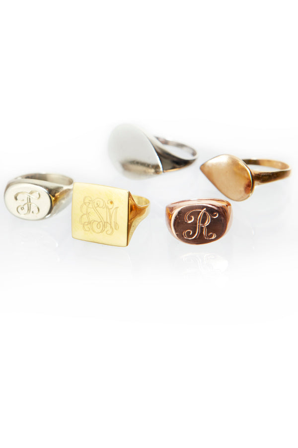 Monogram Teardrop Signet Ring