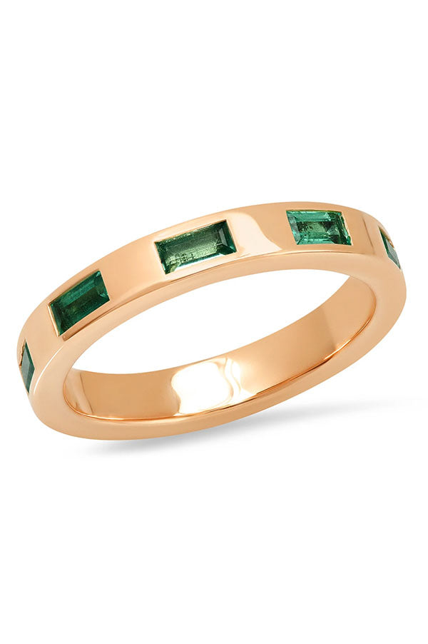 Stationary Emerald Baguette Ring