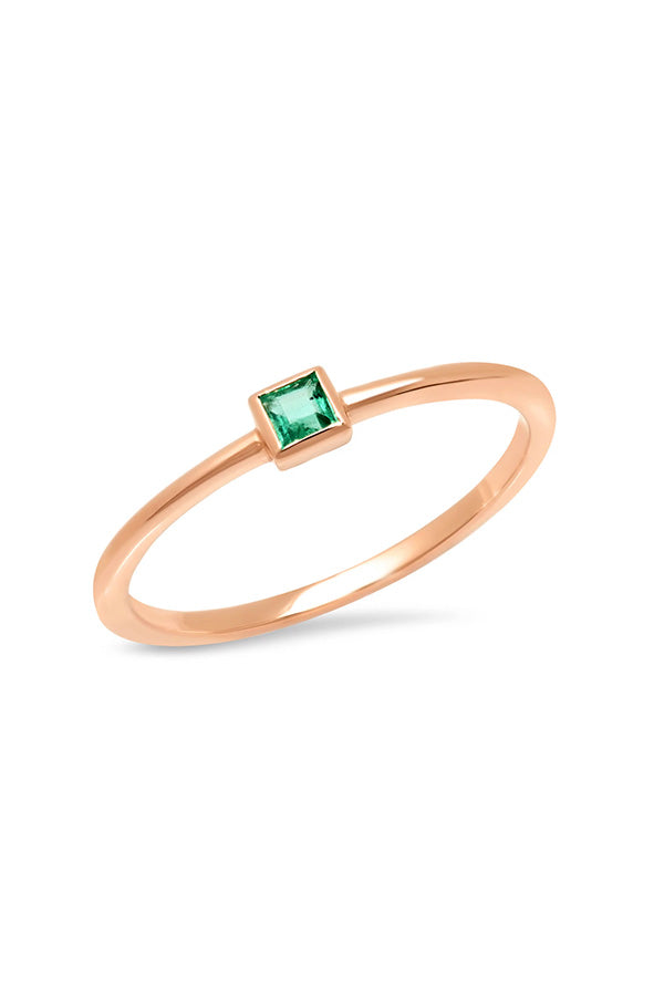 Emerald Princess Cut Pinky Ring