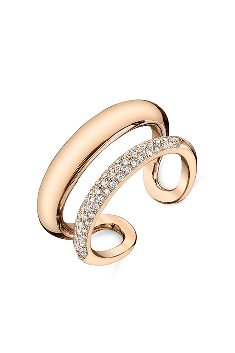 Twin Tusk Ring with Pave Diamonds