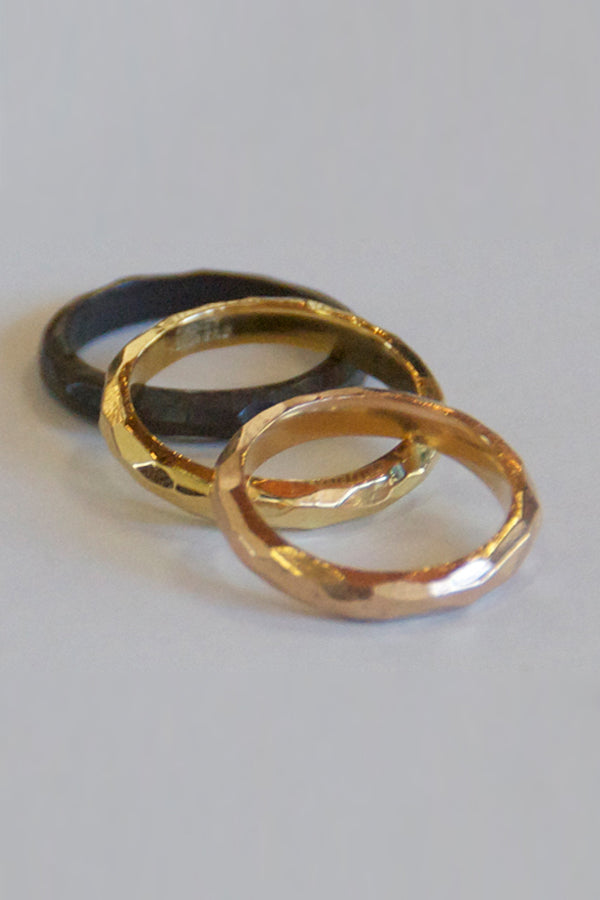 18K Gold Hand-Hammered Rings