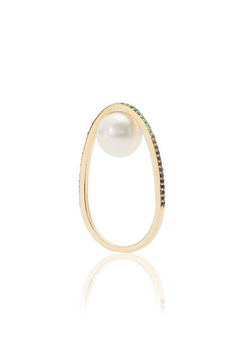 Nataf Joaillerie Rainbow Pearl Orbit Ring