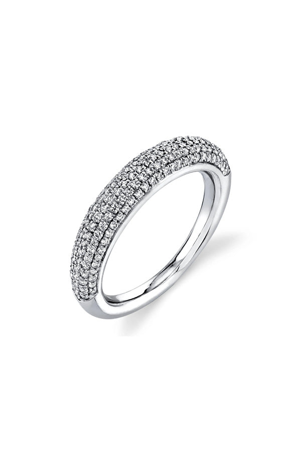 Rising Tusk Ring With Half White Pavé Diamonds
