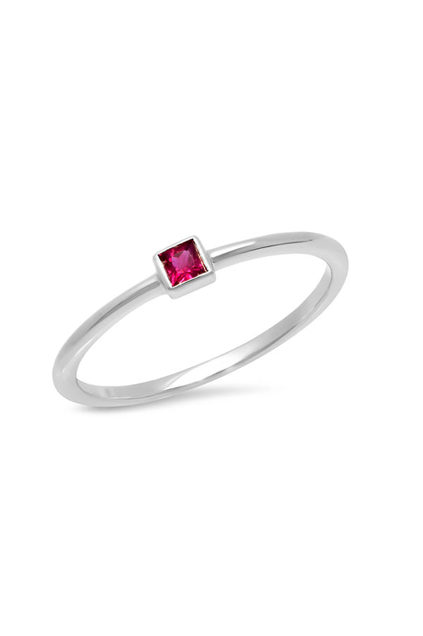 Ruby Princess Cut Pinky Ring