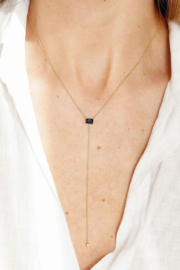 Solitaire Blue Sapphire Lariat