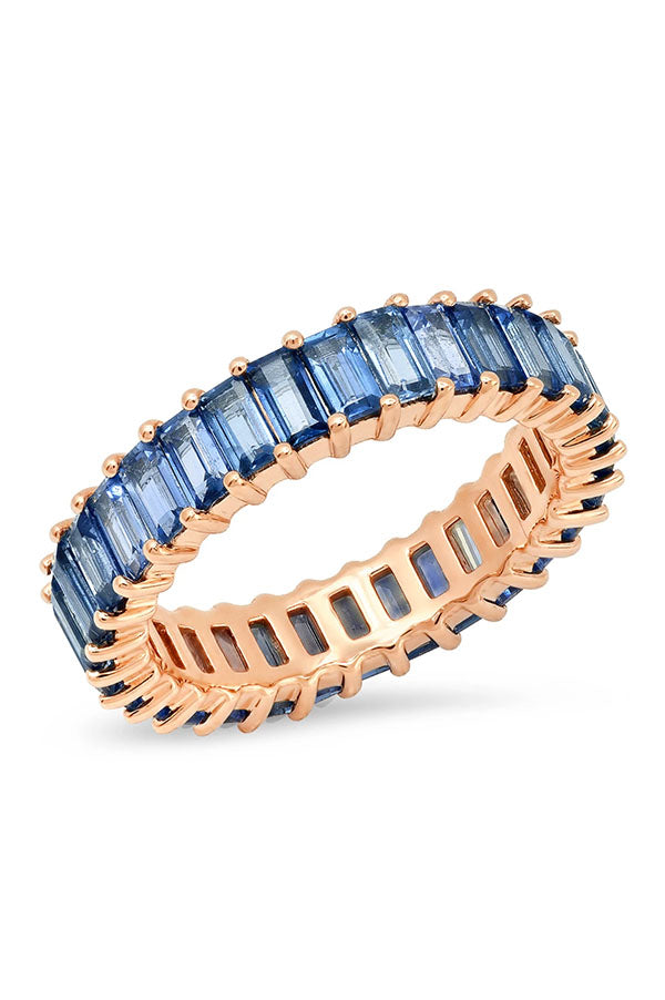 Blue Sapphire Vertical Baguette Ring
