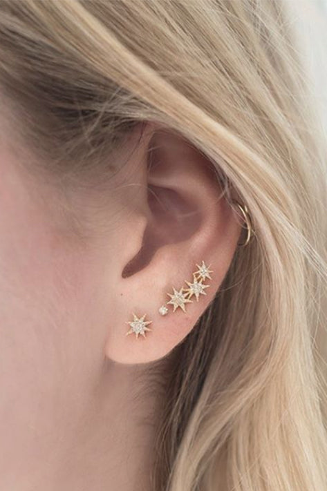 Single Shooting Star Earrings with Pave Diamonds (Pair)