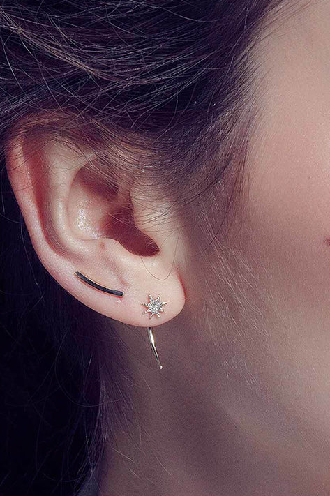 Single Shooting Star Earrings with Pave Diamonds (Pair)