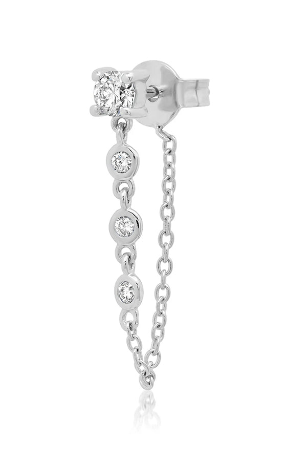 Single Diamond Stud with Diamond Chain