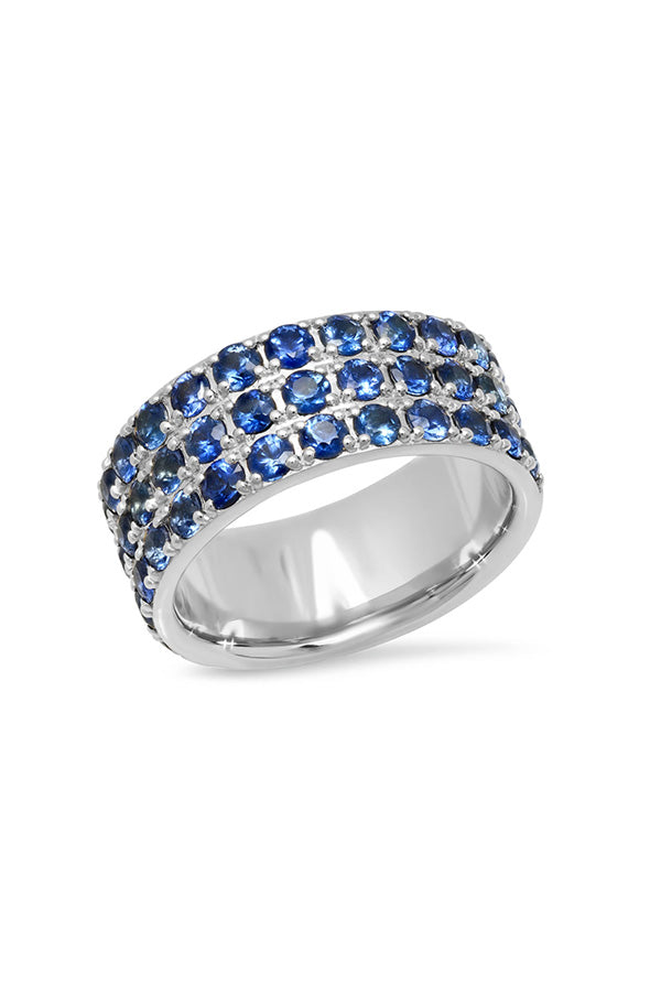 Triple Row Blue Sapphire Band